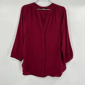 Quince Burgundy Washable Silk Pleat Back Shirt sz S NWOT